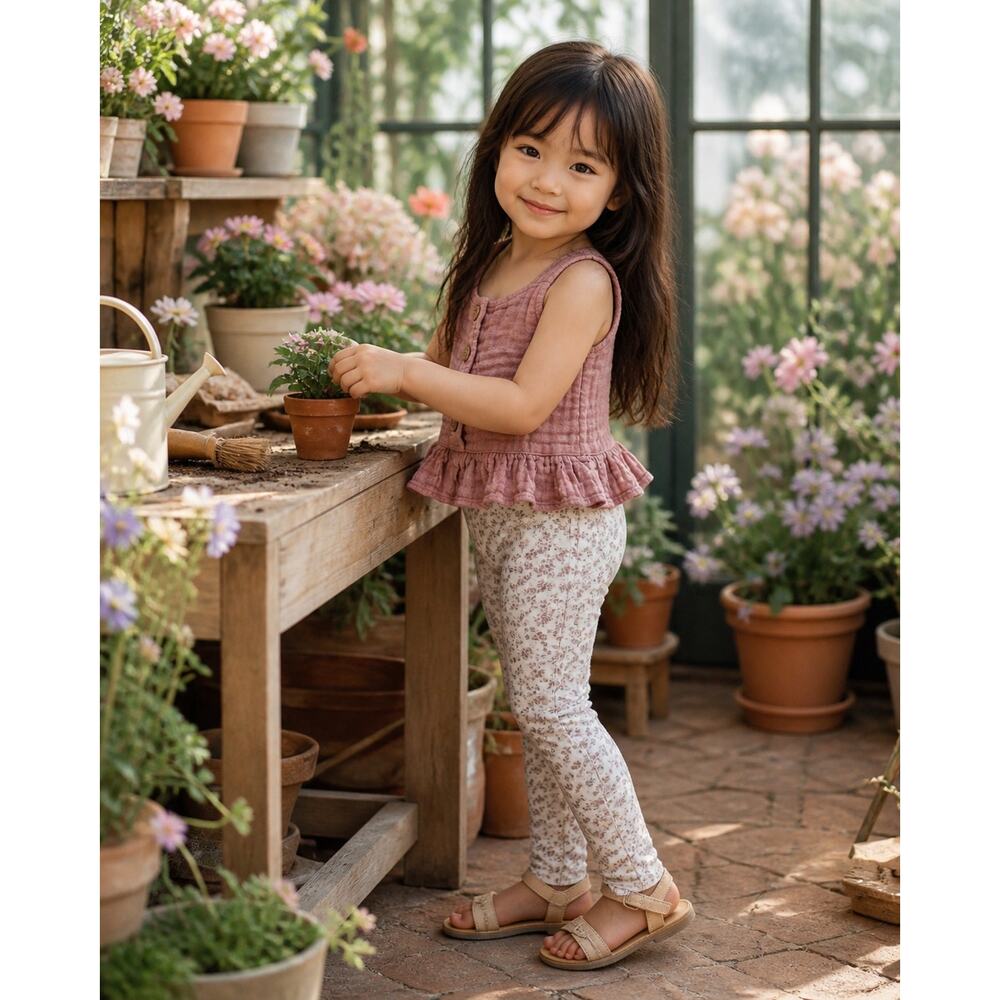Jamie Kay Organic Dusty Mauve Peplum + Floral Leggings 3/4